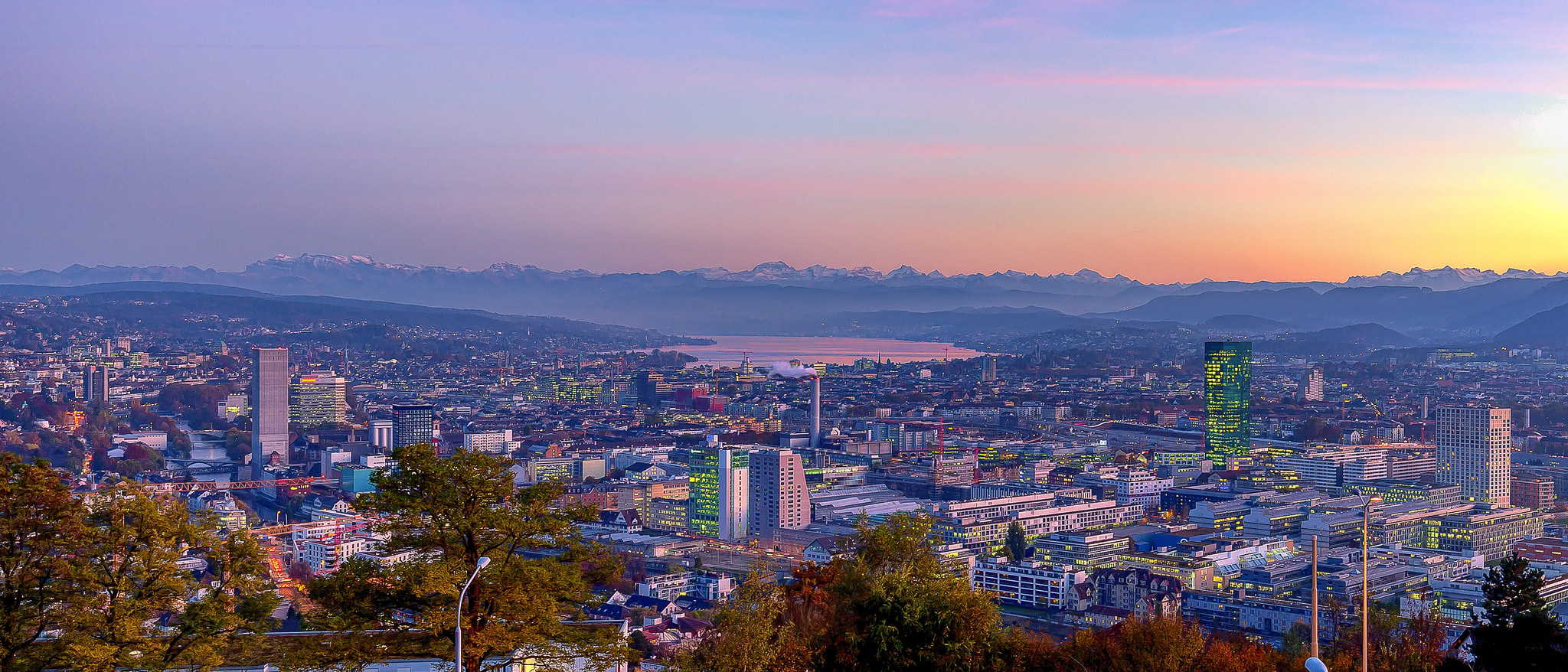 Zurich purple hour (panorama shot)